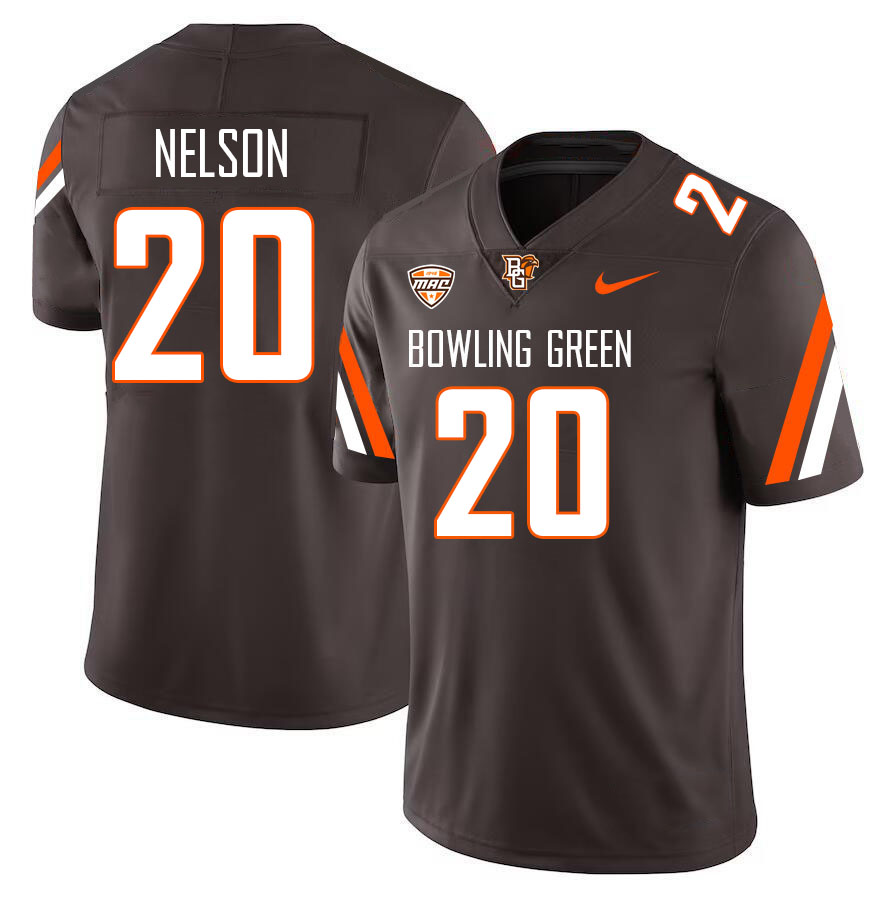 Men #20 TJ Nelson Bowling Green Falcons College Football Jerseys Stitched-Brown